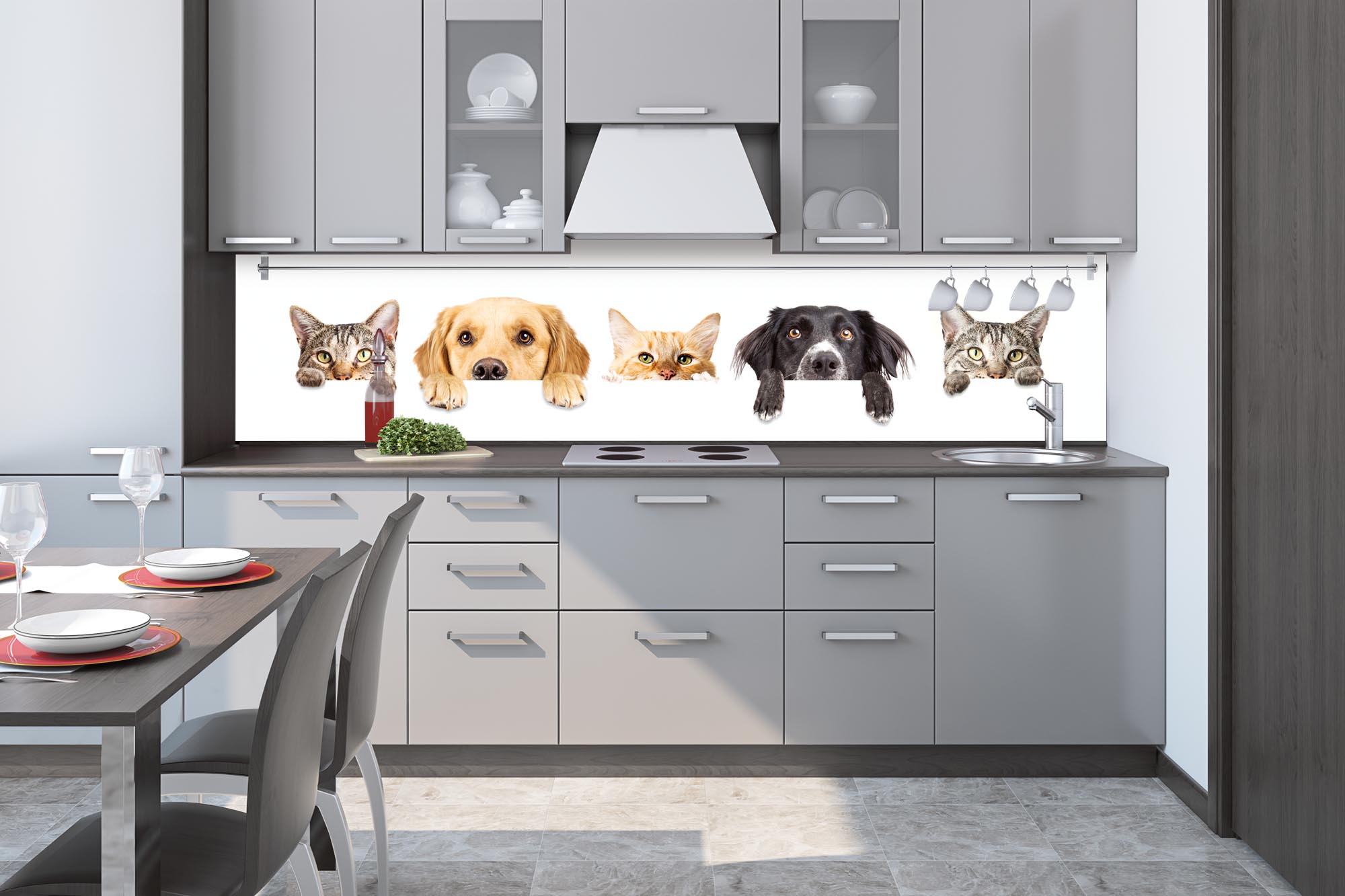 Fototapeta do kuchyne KI-260-175 Mačky a psy 60 x 260 cm