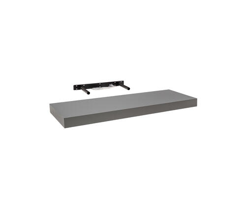 Moderná, samonosná polica, šedá v minimalistickom dizajne, dĺžka 59,5 x hĺbka 23,5 cm