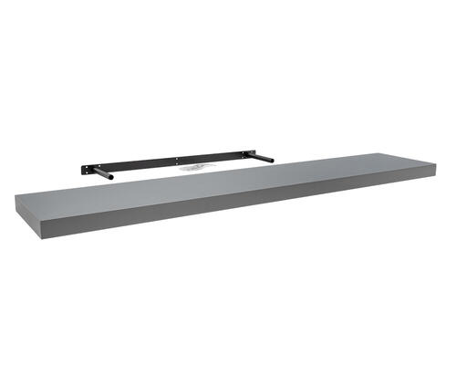 Moderná, samonosná polica, šedá v minimalistickom dizajne, dĺžka 118 x hĺbka 23,5 cm