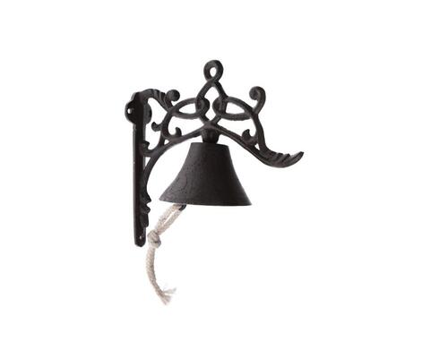 Hnedý liatinový zvonček s ornamentom 17 cm