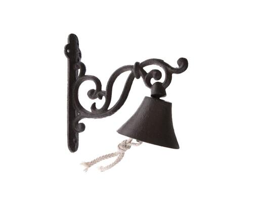 Hnedý liatinový zvonček s ornamentom 17 cm