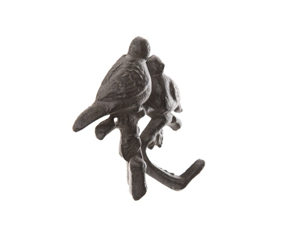 Liatinový vešiak, Vtáčiky hnedý 13,3 cm