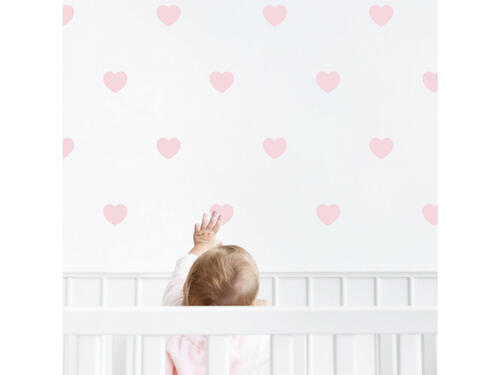 Detská textilná nálepka - Srdiečka v jemnej ružovej pre vašu malú princeznú - 30 x 90 cm