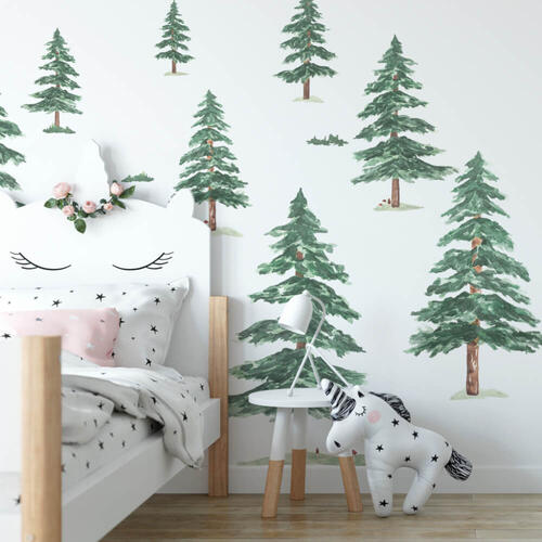 Textilné samolepky do detskej izby, Malé stromčeky, 90 x 100 cm