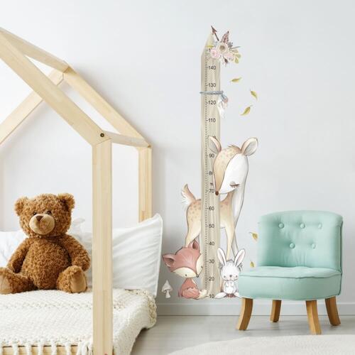 Textilné samolepky do detskej izby, detský meter - Malý srnček, 90 x 70 cm
