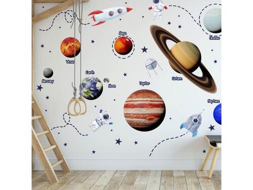 Textilné samolepky do detskej izby, Farebný vesmír 4, 90 x 60 cm a 120 x 70 cm