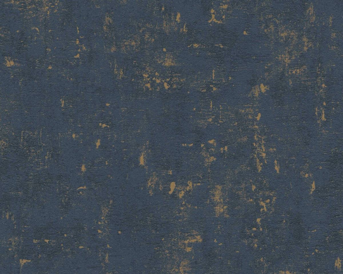 Vliesová tapeta s imitáciou betónu a ušľachtilým leskom v modro-zlatej farbe