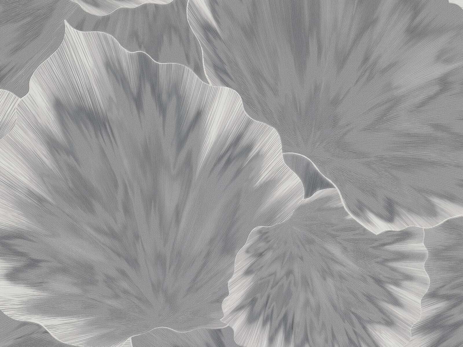 Luxusná tapeta s veľkoplošnými kvetmi v šedých tónoch s 3D lesklým efektom, ER-602161