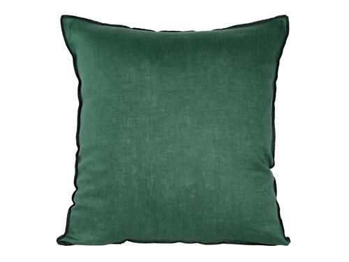 Prírodná, ľanová obliečka na vankúš - Len zelená lemovaná čiernou niťou 45 x 45 cm