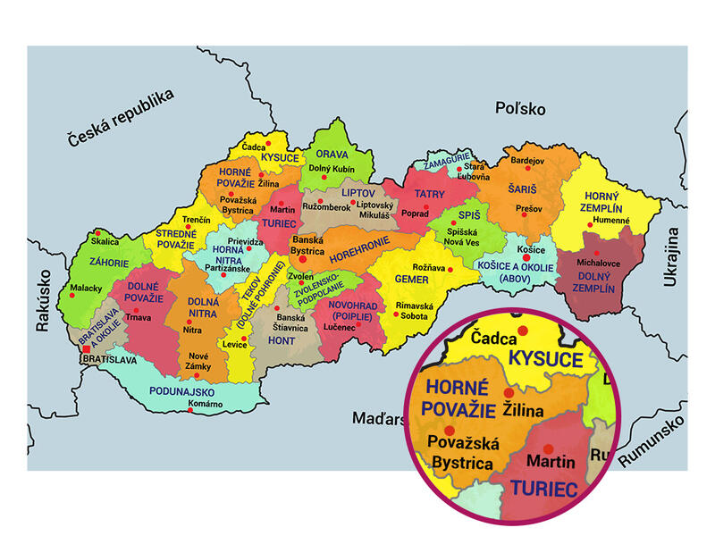 farebna mapa slovenska do školy